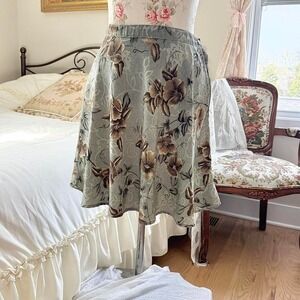 floral skirt  90s gray floral midi skirt All That Jazz size 13